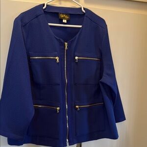 Bob Mackie Blue Blazer with Gold Zipper Accents